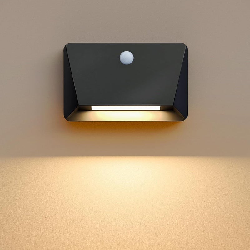 UUFFOO Rechargeable Motion Sensor Wall Light, Magnetic Linkage Multi-Sensor Stair Lights with 3 Brightness Levels, Wireless Battery Operated Indoor Wall Lamp for Closet Bedroom Hallway(Black) - Image 1